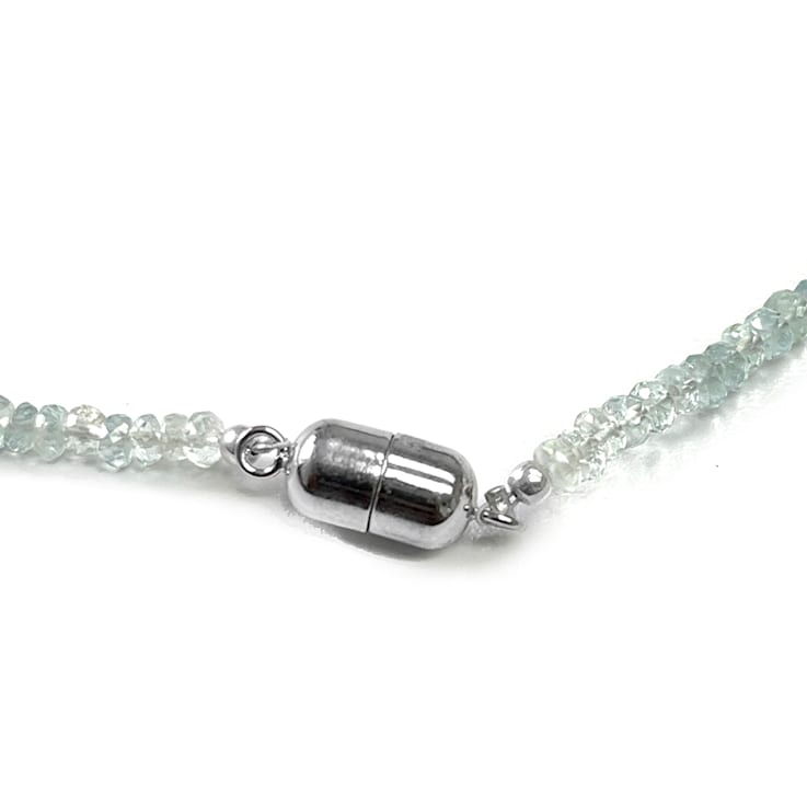 Multi-Color Aquamarine Beaded Sterling Silver Necklace 50.00ctw