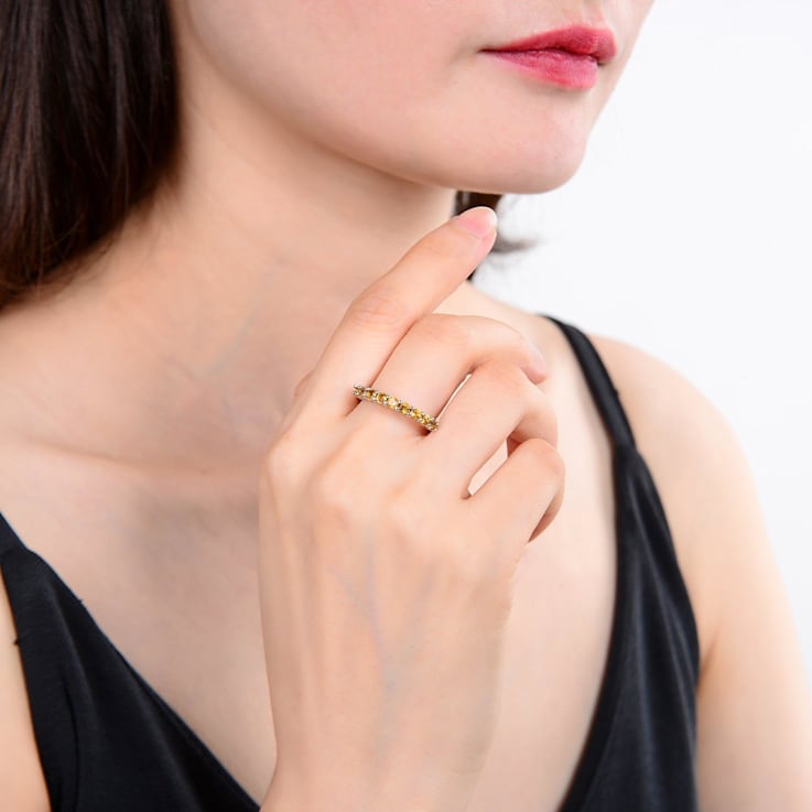 Yellow Citrine Sterling Silver Half Eternity Band