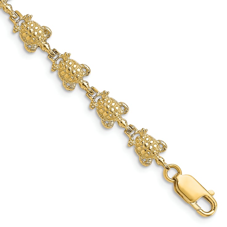 14k Yellow Gold Textured Turtle Link Bracelet
