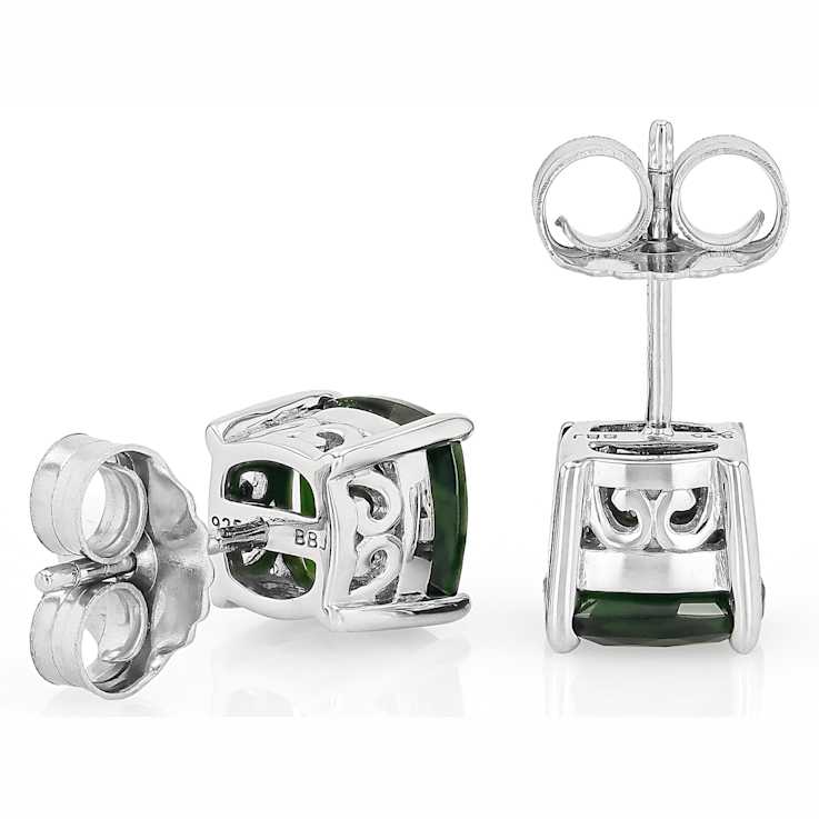 Chrome Diopside Solitaire Stud Earrings In Sterling Silver 2.67ctw