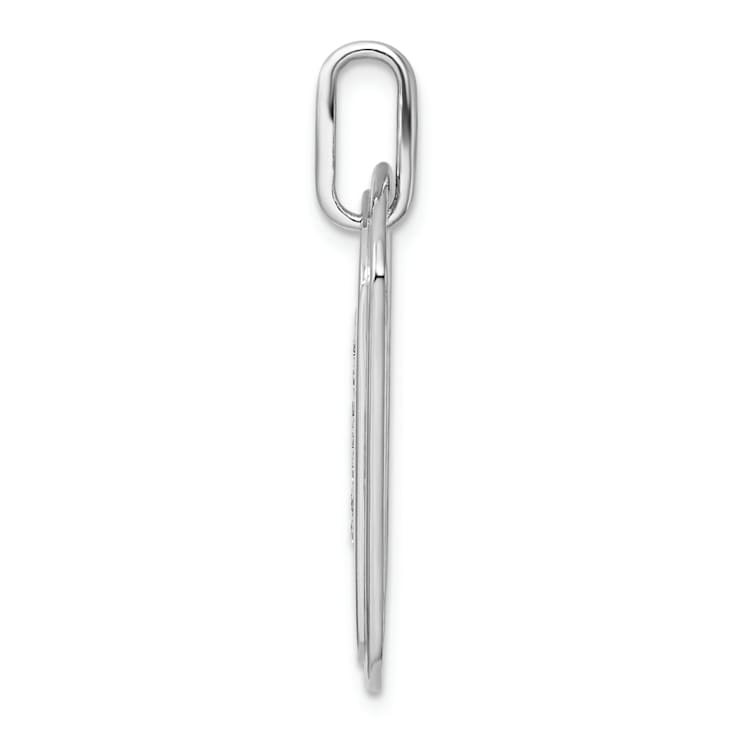 Rhodium Over 14k White Gold Diamond Initial H Dog Tag Charm
