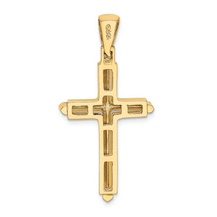 14k Yellow Gold Polished Cross Charm