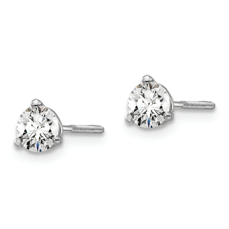 Rhodium Over 14K Gold Lab Grown Diamond 1/2ct. VS/SI GH+, 3 Prong
Screwback Earrings