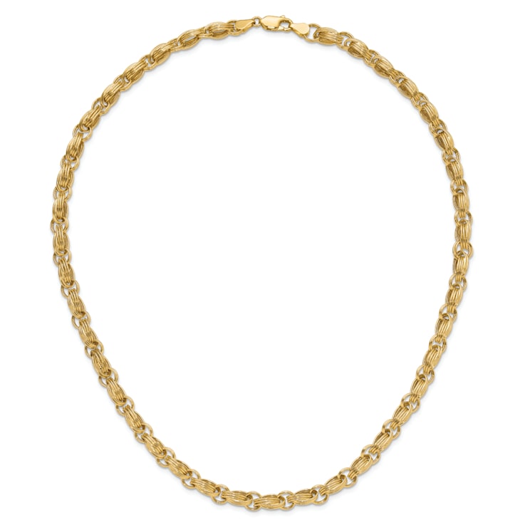 14K Yellow Gold Polished Oval Fancy Link Necklace