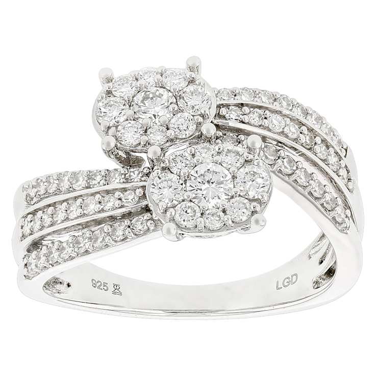 Cluster Bypass Lab-Grown Diamond Ring 0.75ctw In Sterling Silver