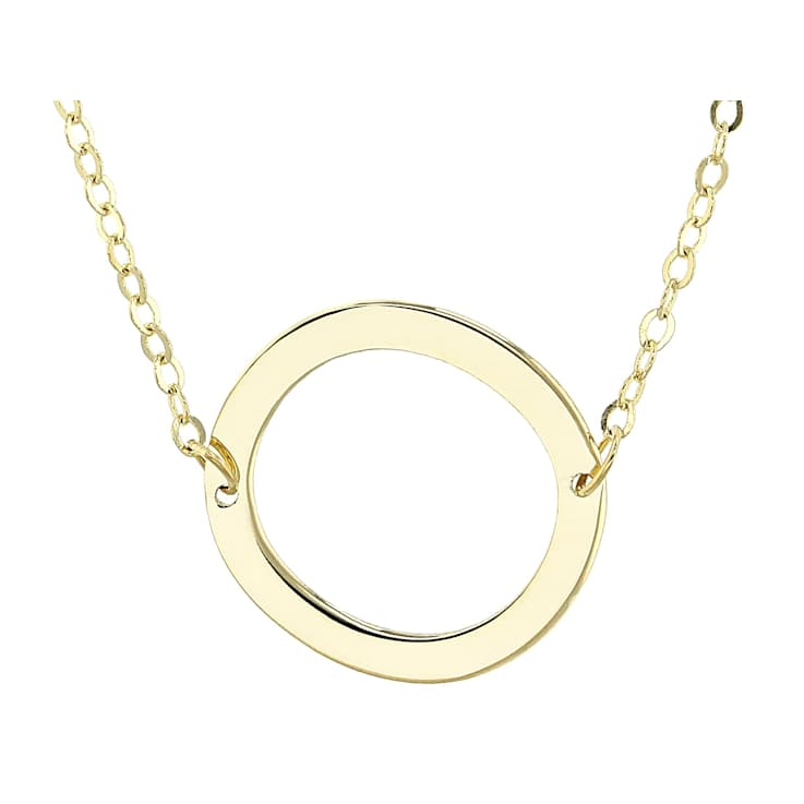Sideways Initial O Necklace In Solid 14K Yellow Gold 18 Inch