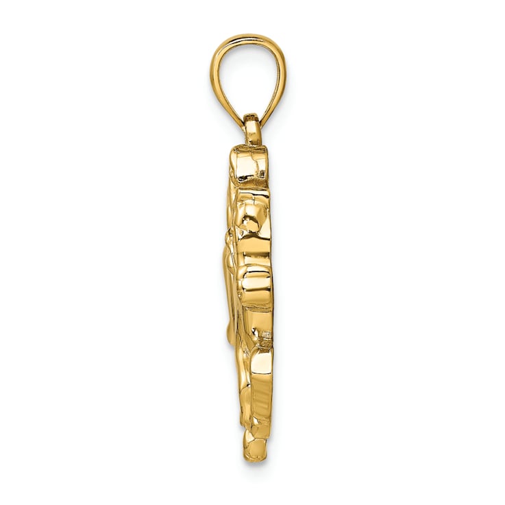 14k Yellow Gold Jockey on Horse Pendant