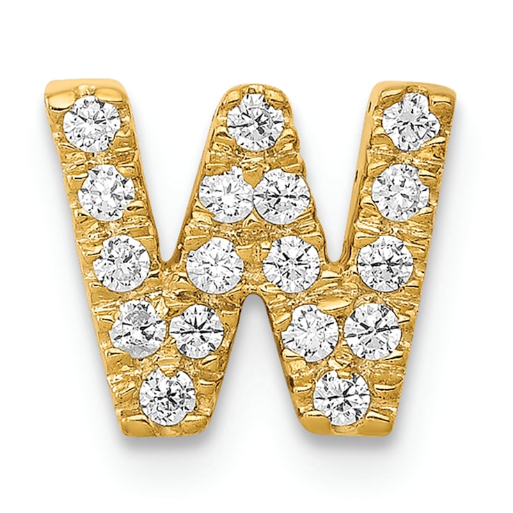 14K Yellow Gold Diamond Letter W Initial Charm