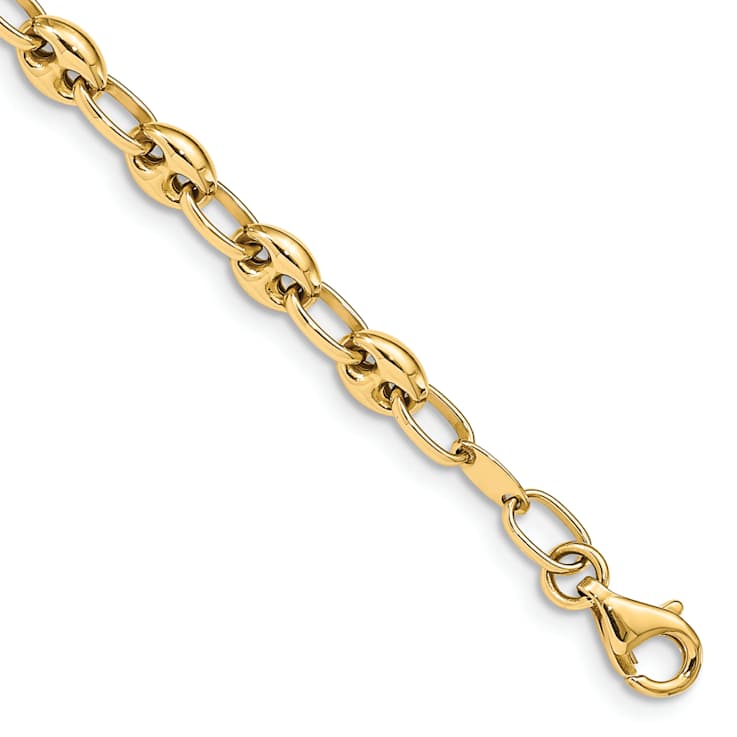 14k Yellow Gold 4.9mm Polished Link Bracelet