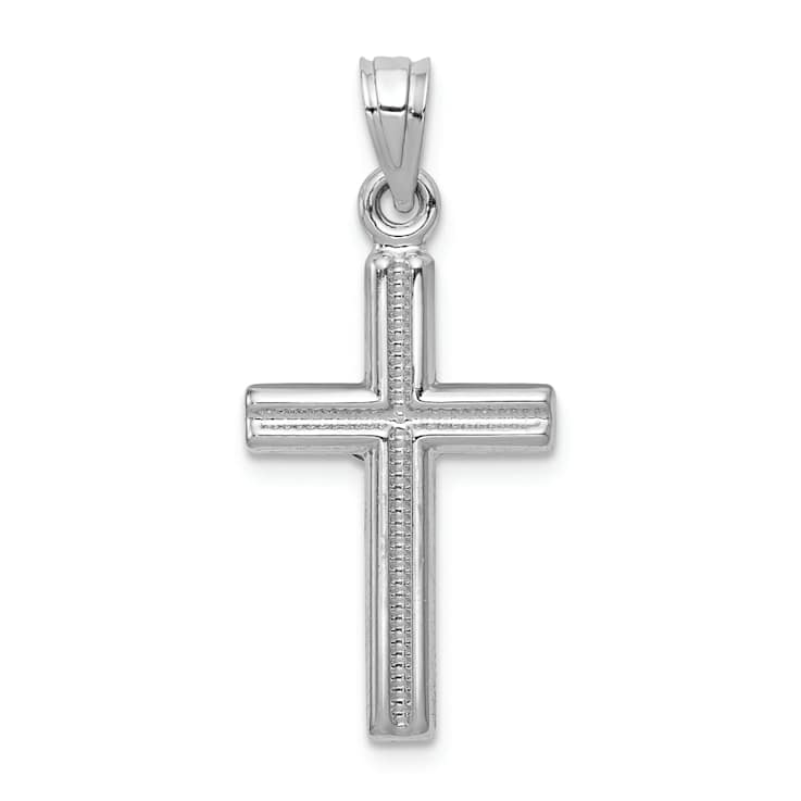 Rhodium Over 14k White Gold Textured Crucifix Pendant