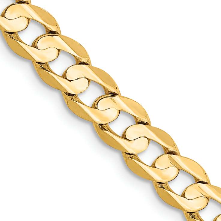 14k Yellow Gold 5.25mm Solid Open Concave Curb 20 Inch Chain