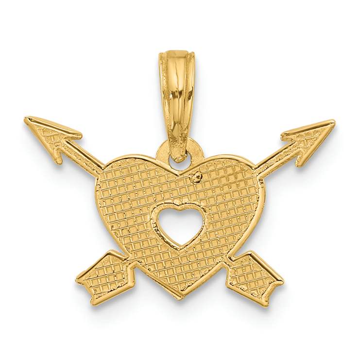 14k Yellow Gold Polished Heart and Arrows Charm