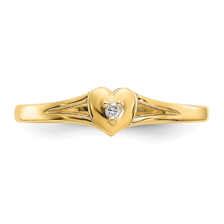 14K Yellow Gold .01ct Diamond Heart Toe Ring 0.01ctw