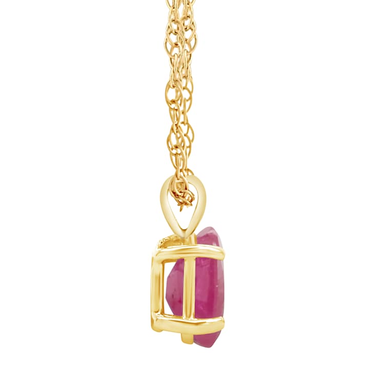 7x5mm Oval Ruby 14k Yellow Gold Pendant With Chain