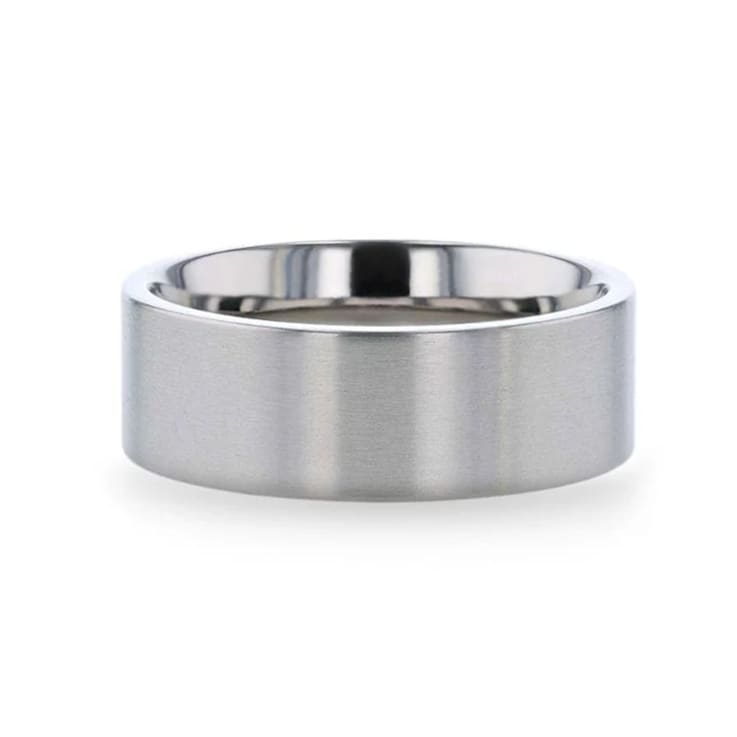SOLAR Flat Profile Brushed Finish Men’s Titanium Wedding Band 8mm