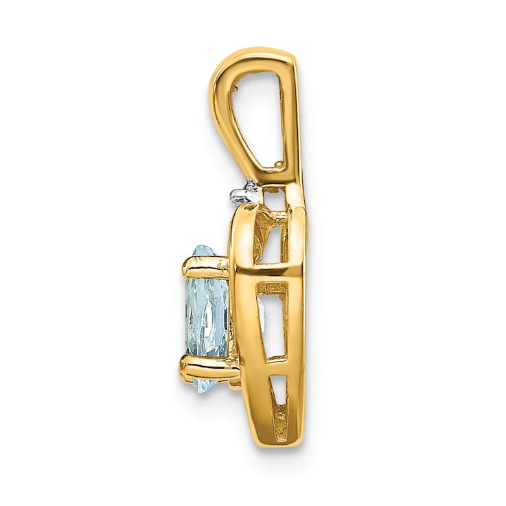 10k Yellow Gold and Rhodium Over 10k Yellow Gold 0.38ctw Aquamarine
Birthstone and Diamond Pendant