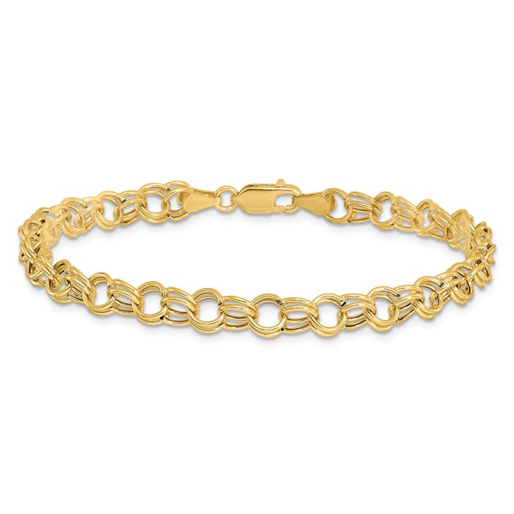 10k Yellow Gold 6mm Double Link Charm Bracelet