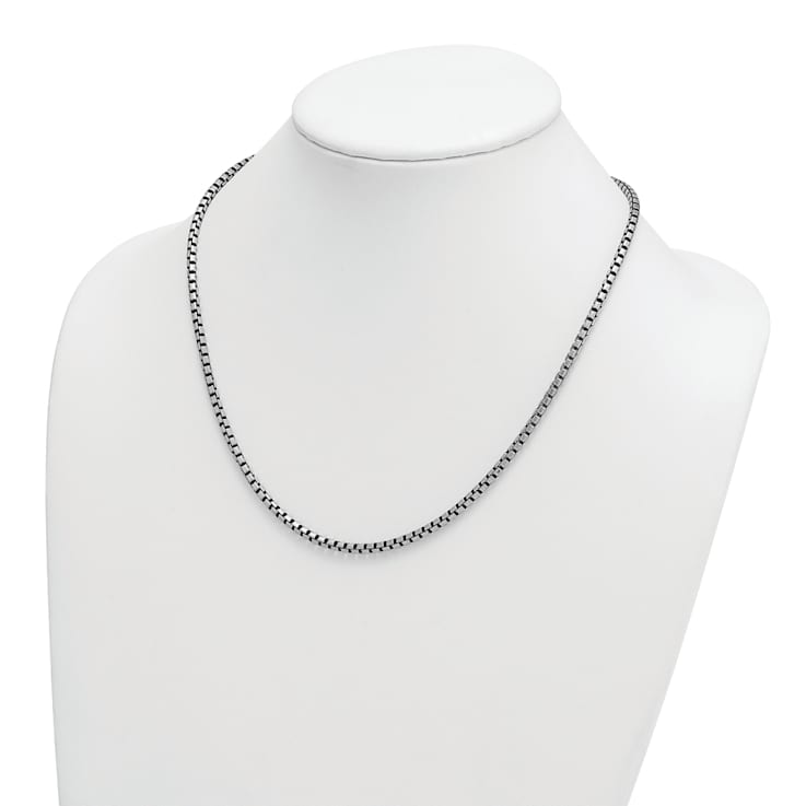 Sterling Silver Antiqued and Satin 3.2mm Box 18 Inch Chain
