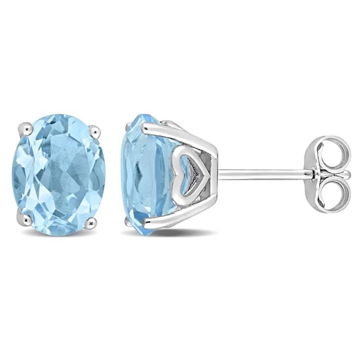 5ctw Oval Sky Blue Topaz Stud Earrings in Sterling Silver