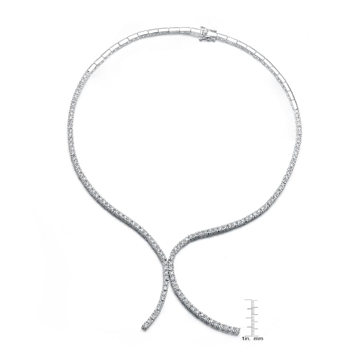 CZ Double-Row Tennis Necklace In Sterling Silver