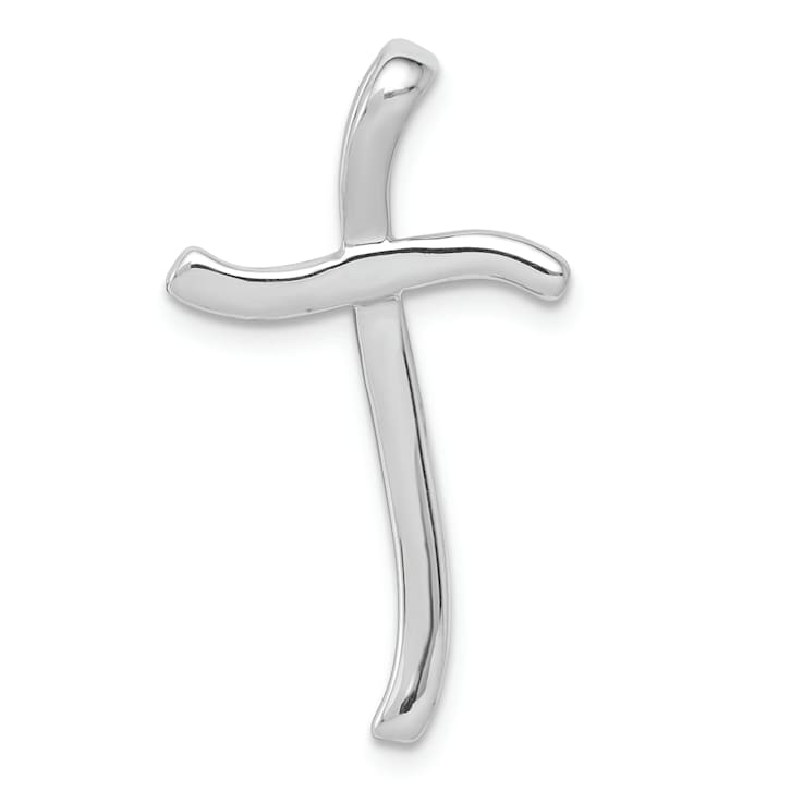 Rhodium Over 14k White Gold Diamond Cross Chain Slide
