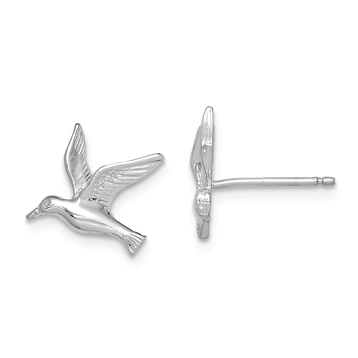 Rhodium Over 14k White Gold Polished Seagull Stud Earrings