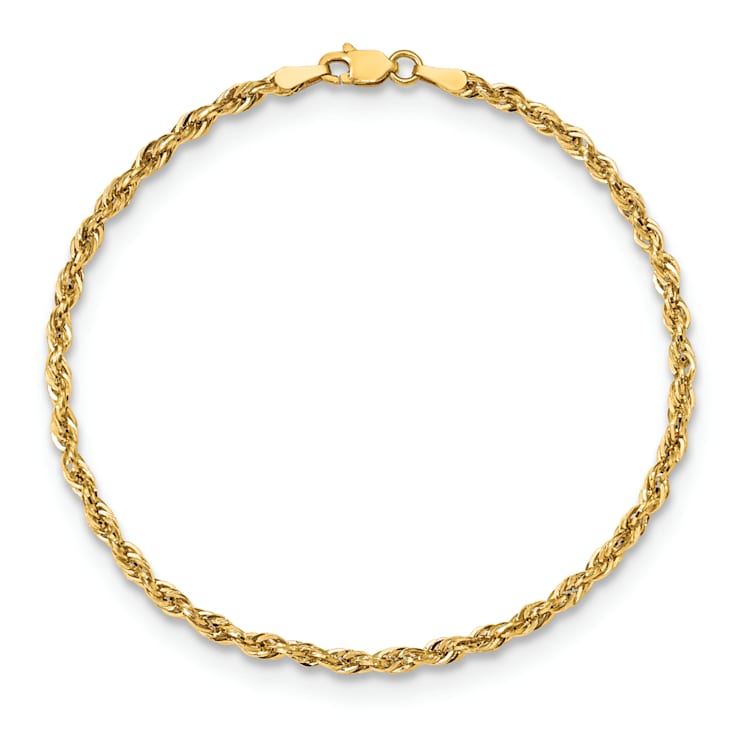 14k Yellow Gold 2.8mm Rope Link Bracelet, 8 Inches