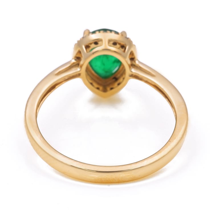 1.12 Ctw Emerald With 0.10 Ctw White Diamond Ring in 14K YG
