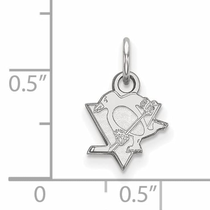 Rhodium Over Sterling Silver NHL LogoArt Pittsburgh Penguins Extra Small Pendant