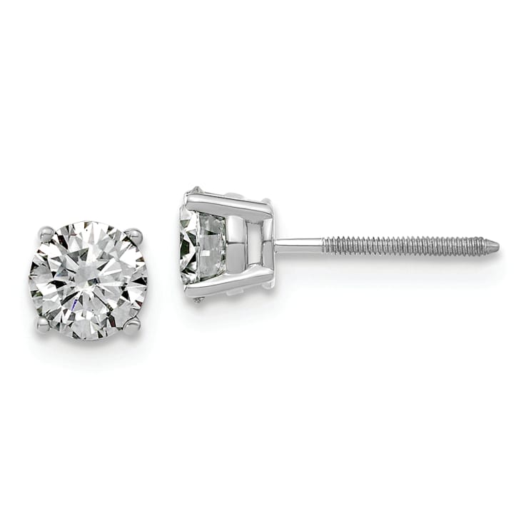 Rhodium Over 14K White Gold 1ct. 5.0mm Round G H I True Light Moissanite
Screwback Earrings