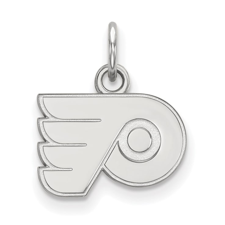 Rhodium Over Sterling Silver NHL LogoArt Philadelphia Flyers Extra Small Pendant