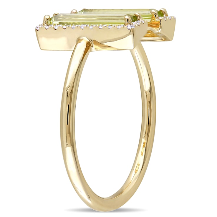 1ct Peridot and 0.10ctw Diamond in 14k Yellow Gold Open Design Ring
