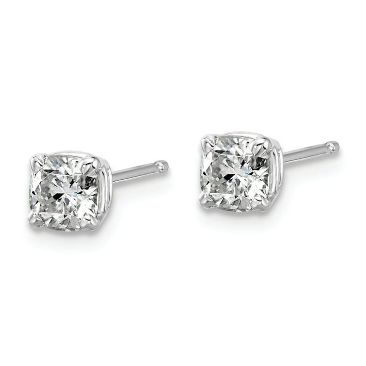 Rhodium Over 14K White Gold 3/4ct. 4.5mm Cushion G H I True Light
Moissanite Earrings