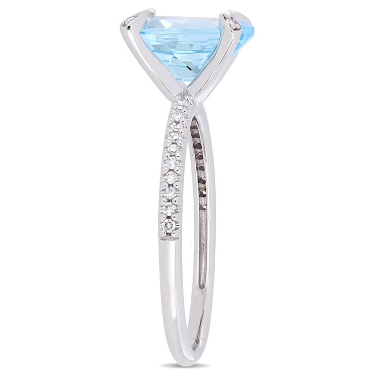 Sky Blue Topaz & Diamond 10K White Gold Ring 3.9ctw