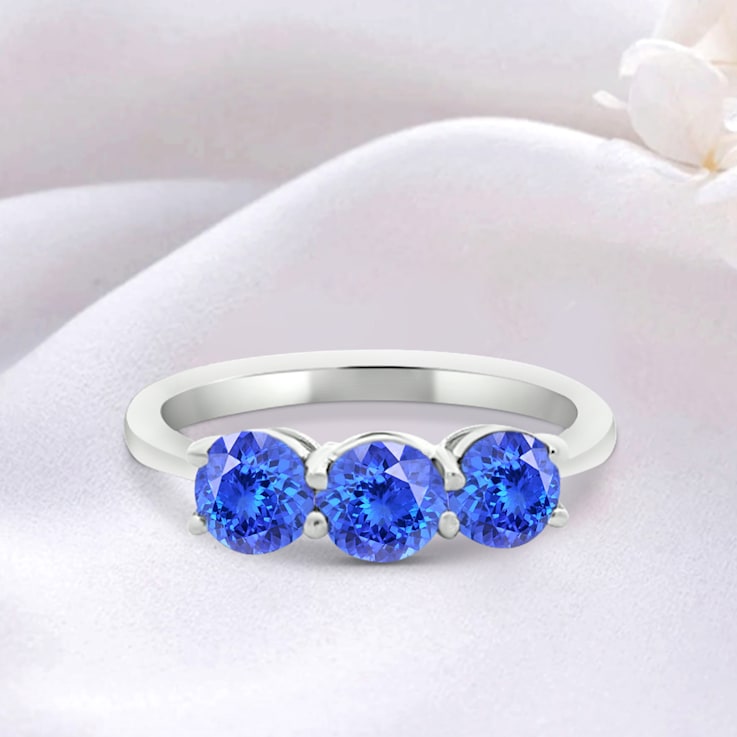 14K White Gold Round Tanzanite Ring, 1.49ctw