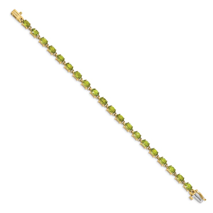 14K Two-tone Gold 6x4mm Oval Peridot Bracelet