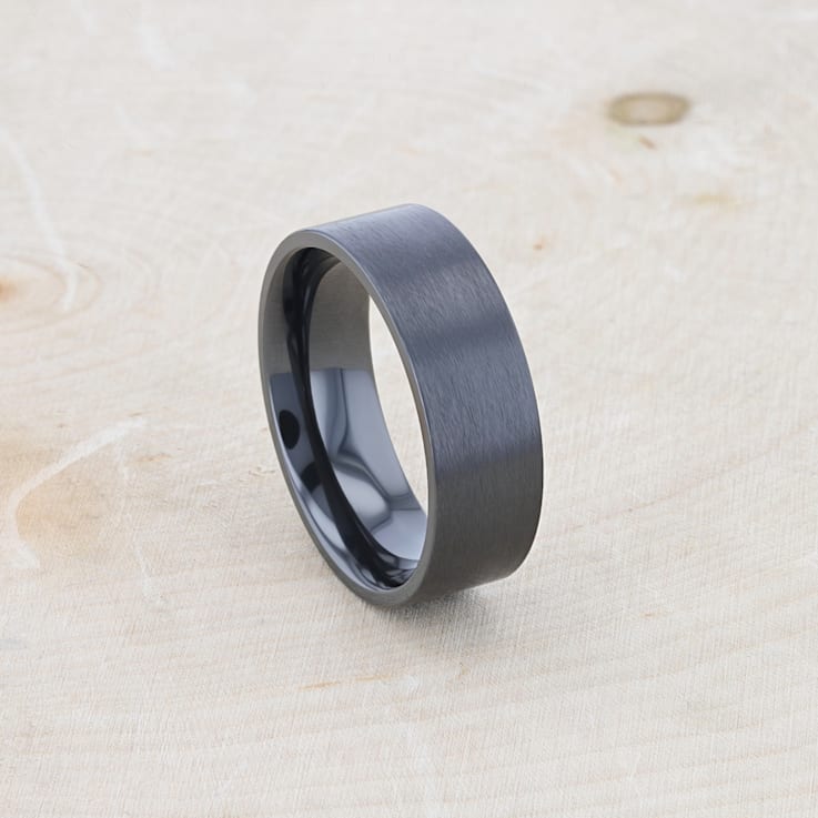 SAN BERNARDINO Brushed Finish Flat Black Titanium Men’s Wedding Band 8mm