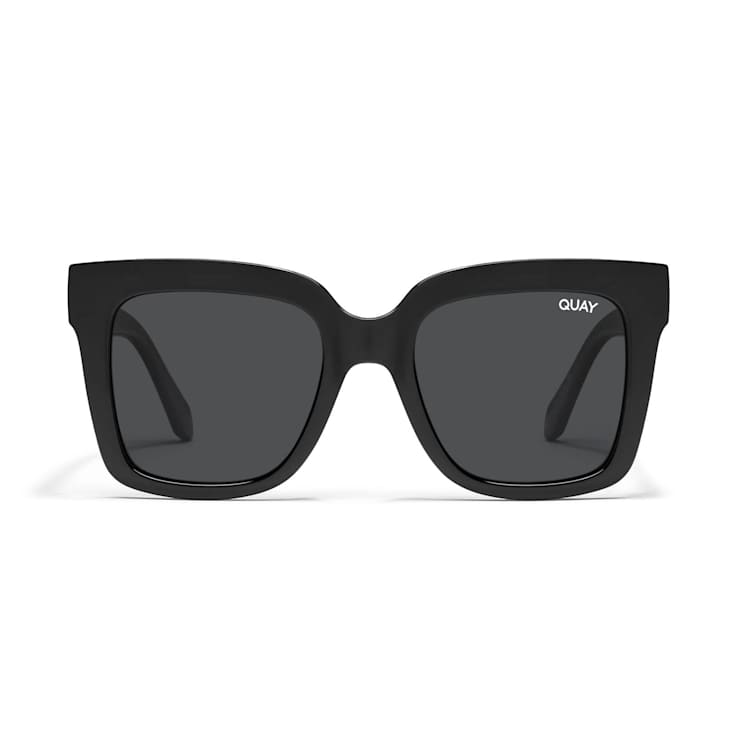Quay Icy Matte Black Square Frame / Smoke Lenses Sunglasses