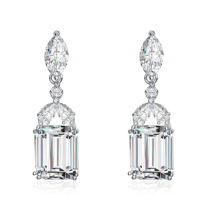 Cascading CZ Drop Earrings In Sterling Silver