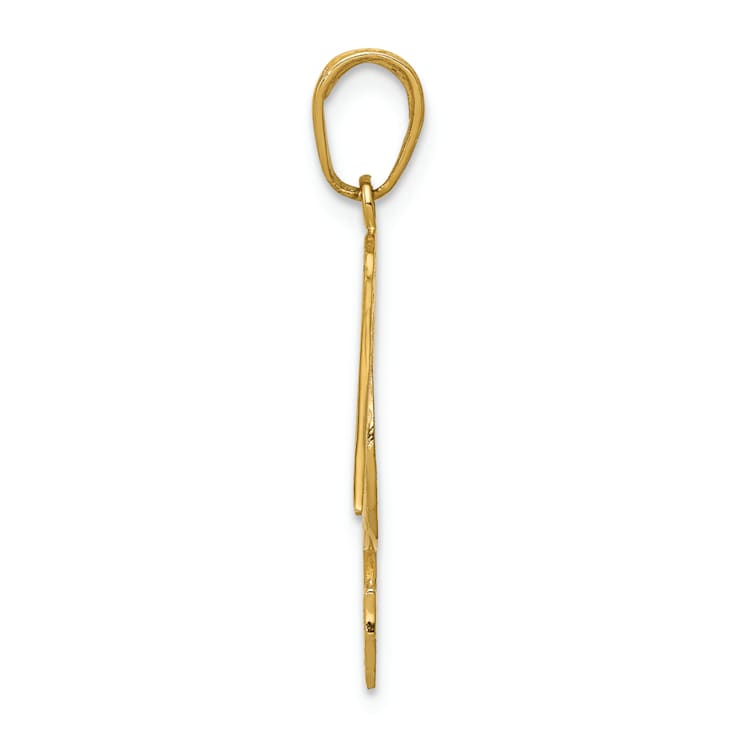 14k Yellow Gold Textured Pelican Pendant