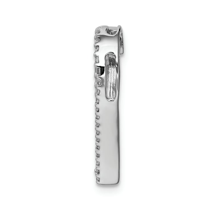 Rhodium Over 14k White Gold Diamond Heart Chain Slide Pendant