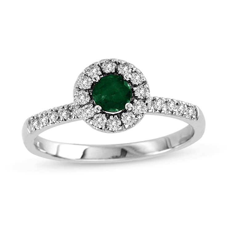 0.58ctw Emerald and Diamond Ring in 14k White Gold