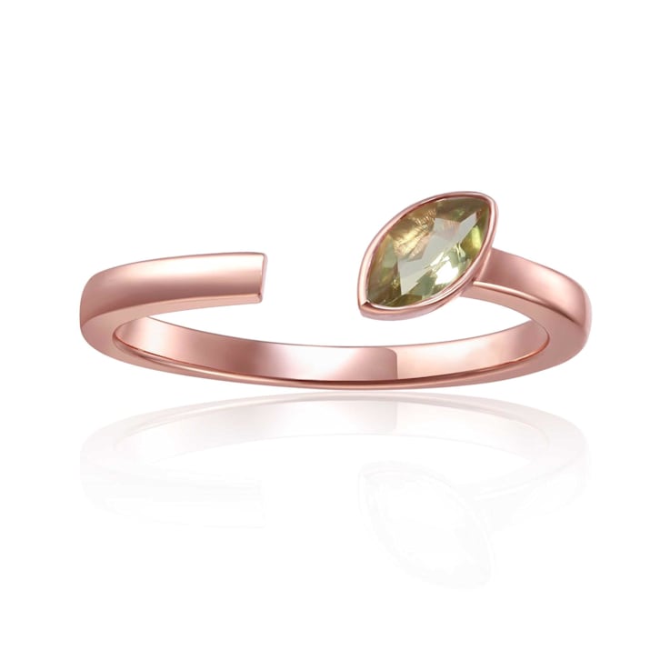 Peridot 14K Rose Gold Over Sterling Silver Marquise Solitaire Open
Design Ring, 0.25ct
