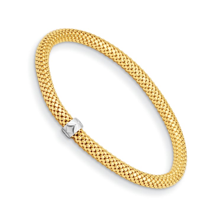 14K Yellow Gold with White Rhodium 4.6mm Stretch Bracelet