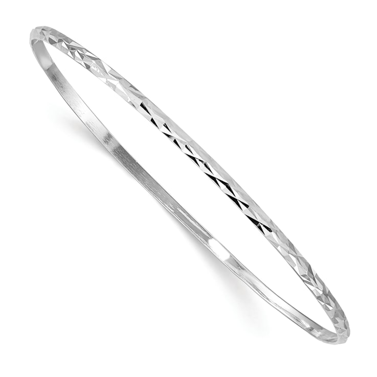 Rhodium Over Sterling Silver Polished and Diamond-cut 2mm Slip On
Children's Bangle