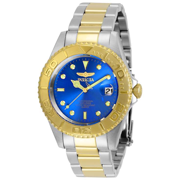 Invicta Pro Diver 37.5mm Blue Dial Stainless Steel Band Quartz Watch