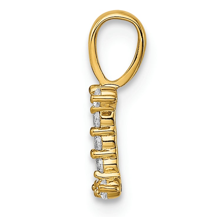 14K Yellow Gold Lab Grown Diamond Letter I Initial Pendant