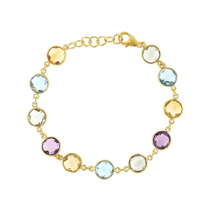Multi-Gemstone Bracelet In 18K Gold Over Sterling Silver 19.18ctw