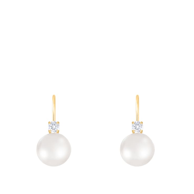 White Cultured Freshwater Pearl 14k Yellow Gold Earrings 8-8.5mm