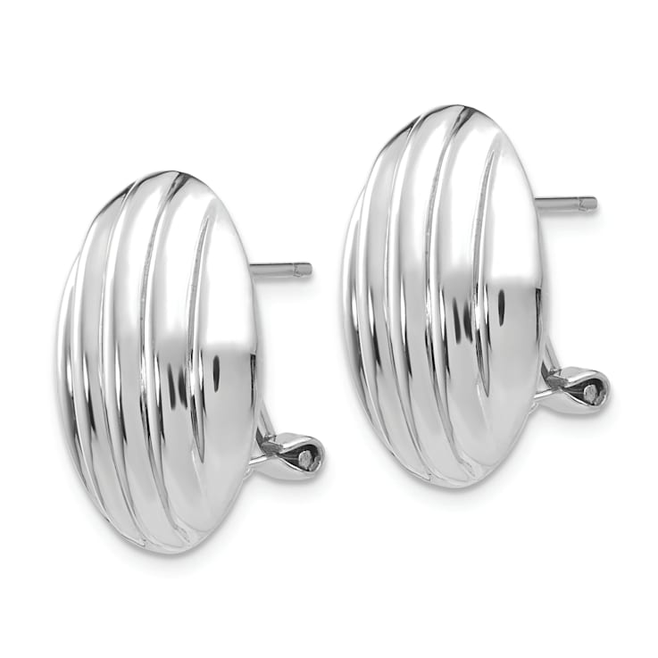 Rhodium Over 14K White Gold Polished Fancy Stud Earrings
